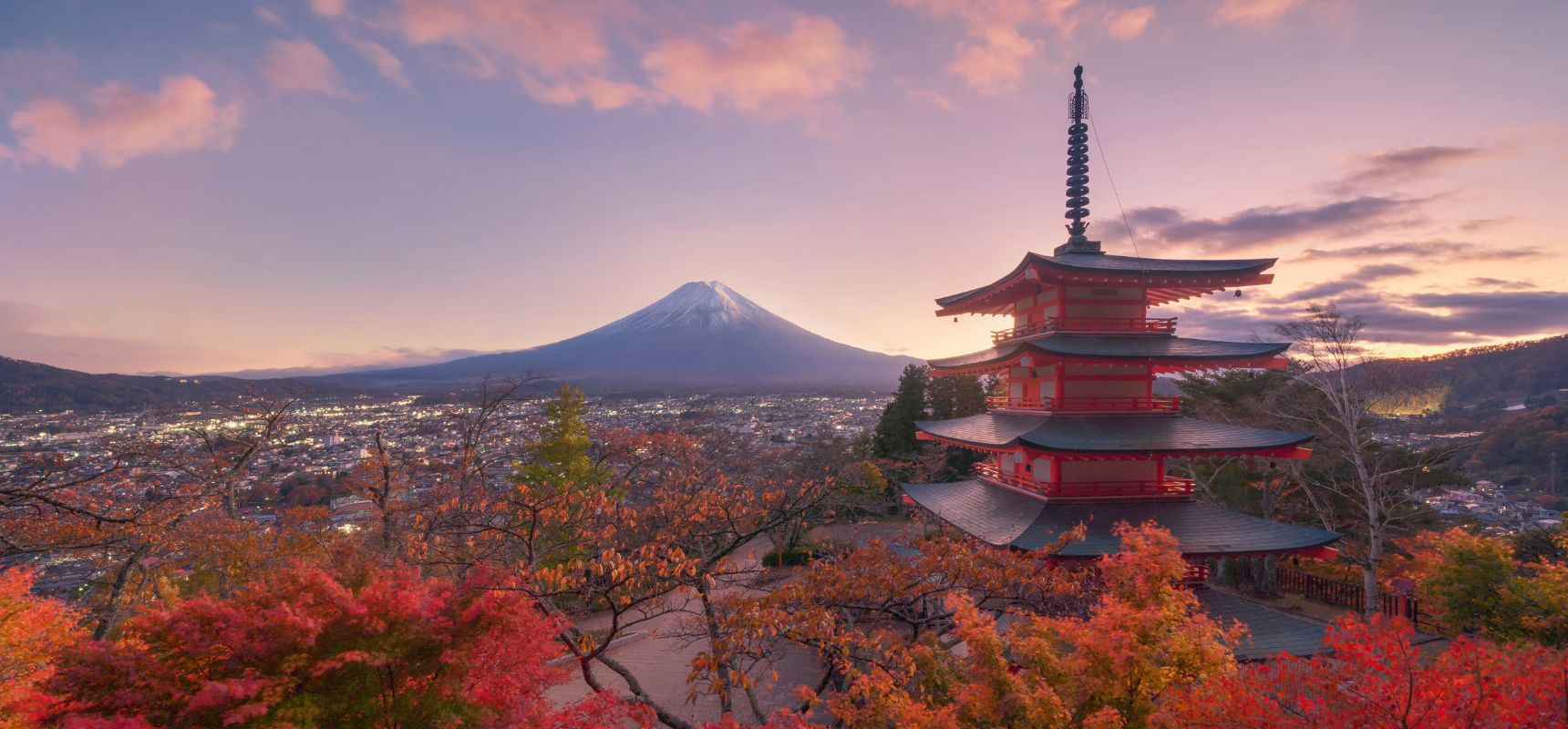 El monte Fuji en una mañana soleada con el florecimiento del cerezo